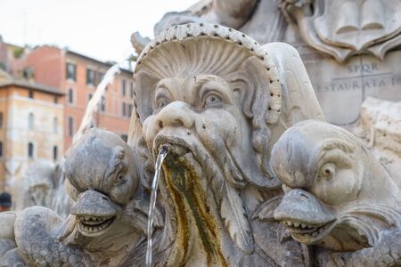 pantheon view and particular of the ancient church in rome italyの写真素材