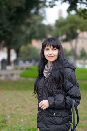 Portrait of a nice ukrainian girl visiting Romeの写真素材