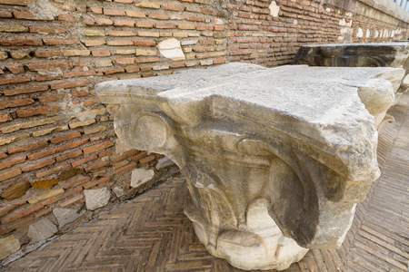 Big marble Capitals outside the saint Paolo (Paul) church in Italy, Romeの写真素材