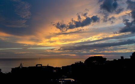 awesome sunset at seaside near Rome in Italyの写真素材