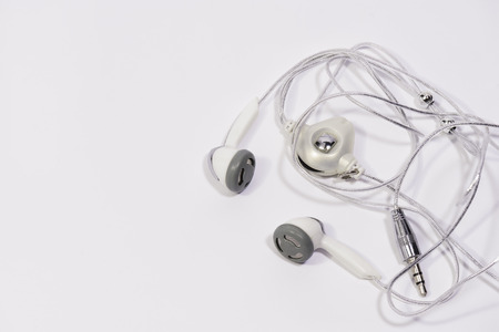 Stereo In Ear Headphones on a white backgroundの写真素材