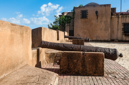 Cannons in santo domingo point to the seaの写真素材