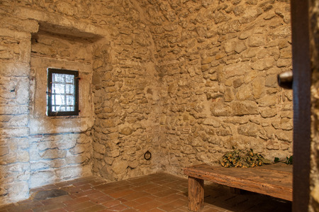 San Leo, Italy - February 23 - 2010: the cell where was imprisoned the Earl Cagliostroのeditorial素材