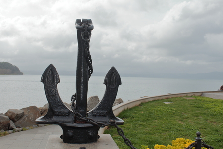 monument of a naval anchorの写真素材