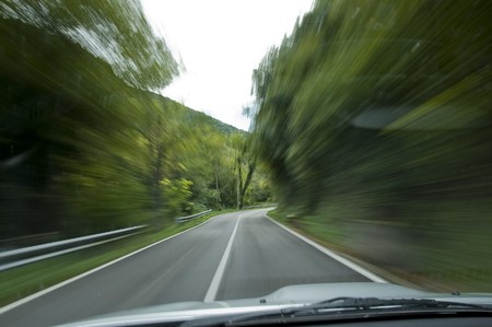 Country road, blurred mottionの写真素材