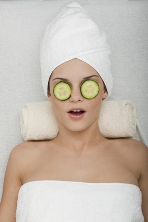 Eyes Treatment with Cucumberの写真素材