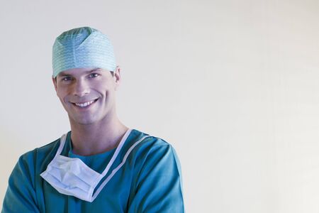 Close-up pf a smiling male surgeonの写真素材