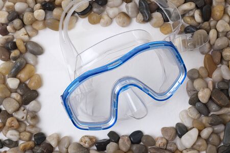 Stones frame with diving mask; cocnept: summer time!の写真素材