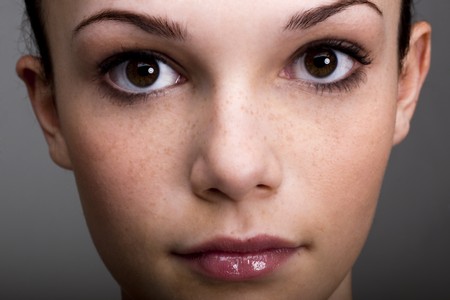 Close-up of a beautiful teenage girlの写真素材