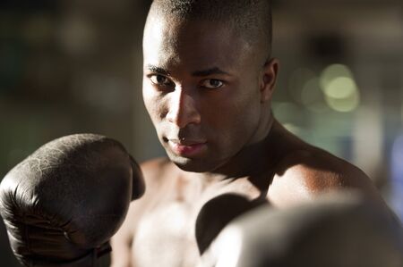Boxer Throwing Punchの写真素材