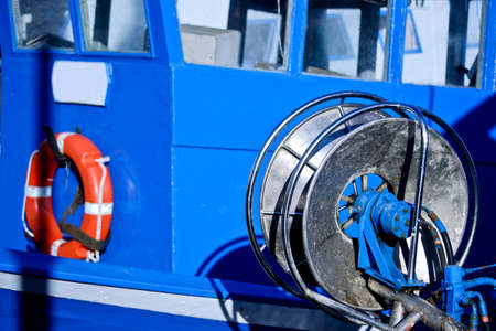 Blue Fisherman Boat close up detailの写真素材