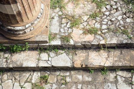 Ancient Rome Ruins Roman Forum Stairway closeupの写真素材