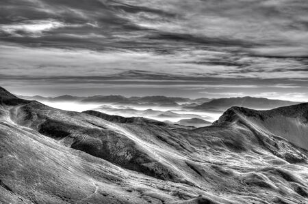 Campo Imperatore Abruzzo Italy Peaks bwの写真素材