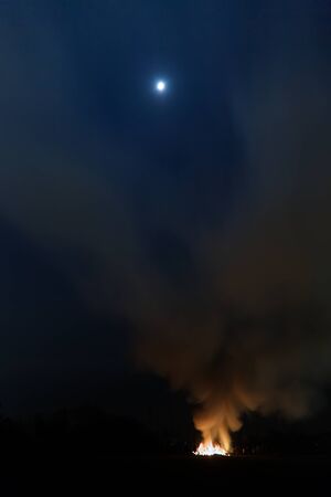 The traditional Epiphany bonfire in the village of Ceolini, in north east Italy