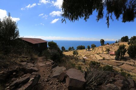 Taquile island on Lake Titicacaの写真素材