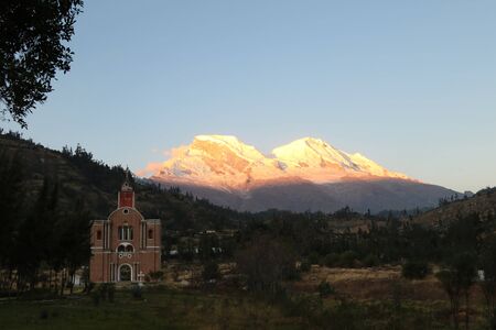The beautiful view of Huascaran mountain in Peruの写真素材