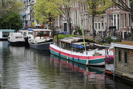 One of the beautiful canals of Amsterdamの写真素材