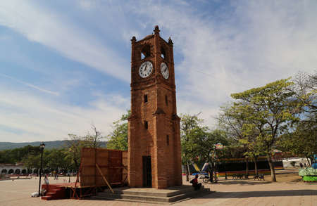 The clock tower in Chiapa de Corzo in Mexicoの写真素材