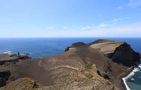 View of the Ponta dos Capelinhos, Faial island, Azoresの写真素材