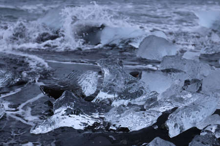 Ice diamonds on the beach, Diamonds Beach Icelandの写真素材