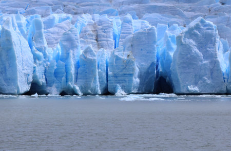Close view of the east front of the Gray Glacier, Chileの写真素材