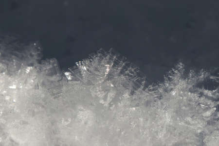 Beautiful ice crystals in the snow of Val Saisera, Italy