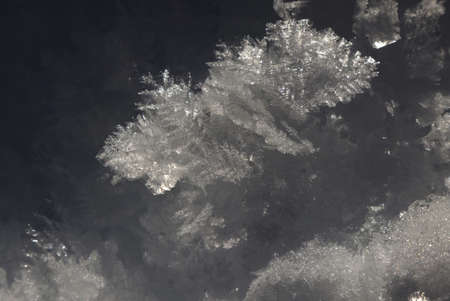 Beautiful ice crystals in the snow of Val Saisera, Italy