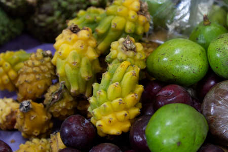 Colorful fruit at the market in Silvia, Colombiaの写真素材