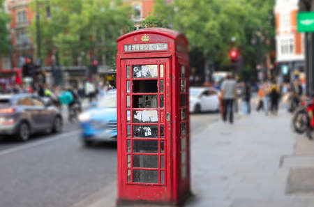 The characteristic London telephone boothの写真素材