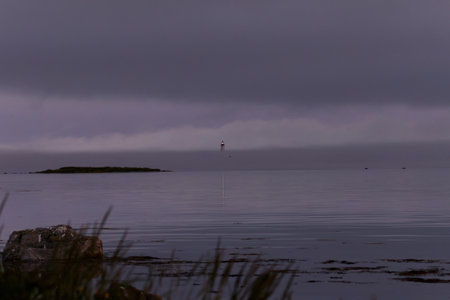 The Cape Sable Lighthouse in the fog, Nova Scotia