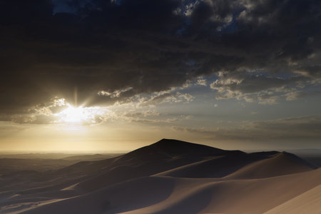 Khongoryn Els dunes at sunset, Gobi desert. High-quality photoの写真素材