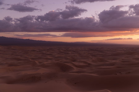 Khongoryn Els dunes at sunset, Gobi desert. High-quality photoの写真素材