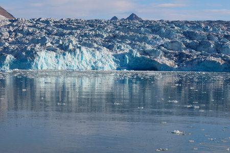 The Ice Colors of Lilliehookbreen Fjord in Svalbard