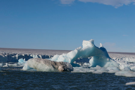 The huge ice blocks in front of the Austfonna glacier, Svalbard
