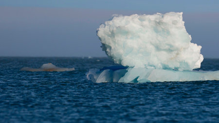 The huge ice blocks in front of the Austfonna glacier, Svalbard