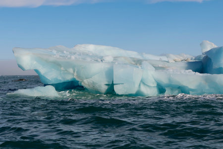 The huge ice blocks in front of the Austfonna glacier, Svalbard