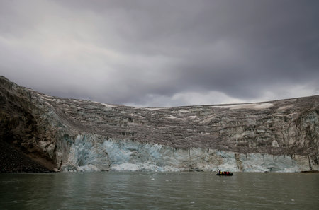 Beautiful Glacier near the Alkefjellet cliffs, Svalbardの写真素材