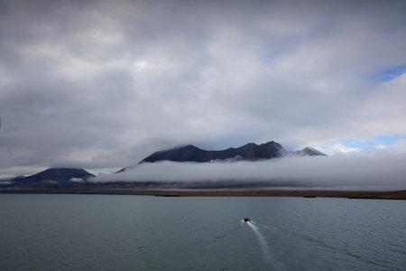 The landscape of Bamsebu in Svalbardの写真素材