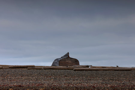 The landscape of Bamsebu in Svalbardの写真素材