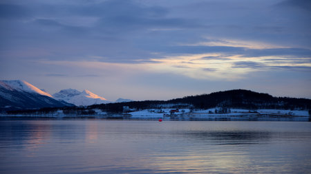Sunset colors in Tromso, Norwayの写真素材