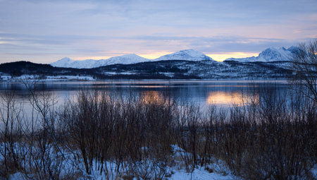Sunset colors in Tromso, Norwayの写真素材