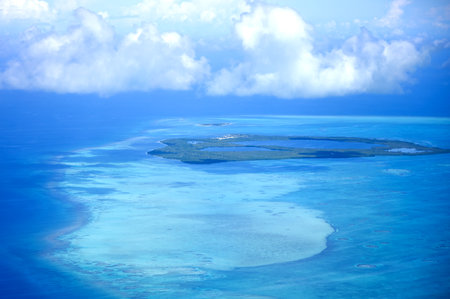 Aerial view of the Belize Barrier Reef