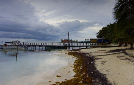 Caye Caulker beach before the storm, Belizeの写真素材