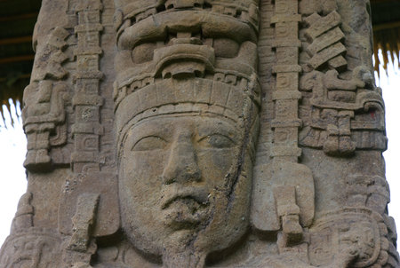Detail of a Mayan stele at the Quirigua site, Guatemala