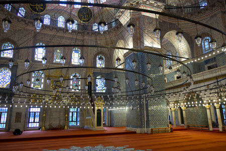 Interior of Yeni Cami Mosque in Istanbul, Turkey