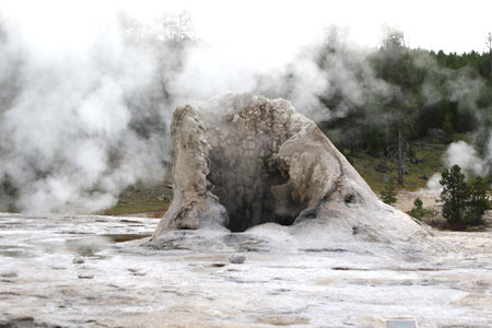 Geysers in Yellowstone National Park, Wyomingの写真素材