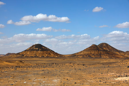The beautiful colors of the Black Desert volcanic area, Egyptの写真素材