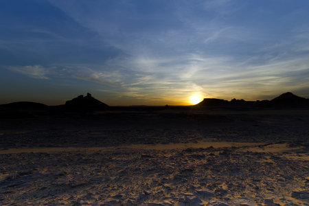 Sunset colors in the Valley of Agabat, Egyptの写真素材