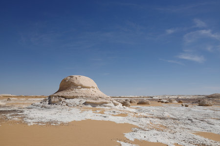 View of the beautiful Old White Desert, Egyptの写真素材