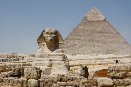The Sphinx at Giza, Cairo, Egyptの写真素材